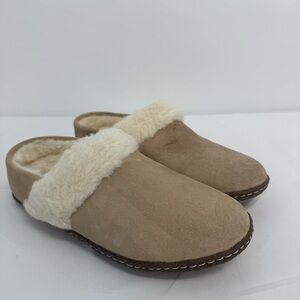SOREL Nakiska Slide II Womens Size 10 Dusty Tan Faux Fur Lined Slip On Slippers